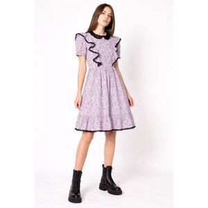 Marc Jacobs Shirley Dress 10 Lavender Floral Peter Pan Collar Babydoll Coquette